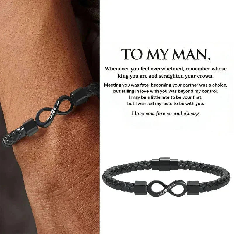 "To My Man" Infinity Engraved Bracelet With Romantic Box